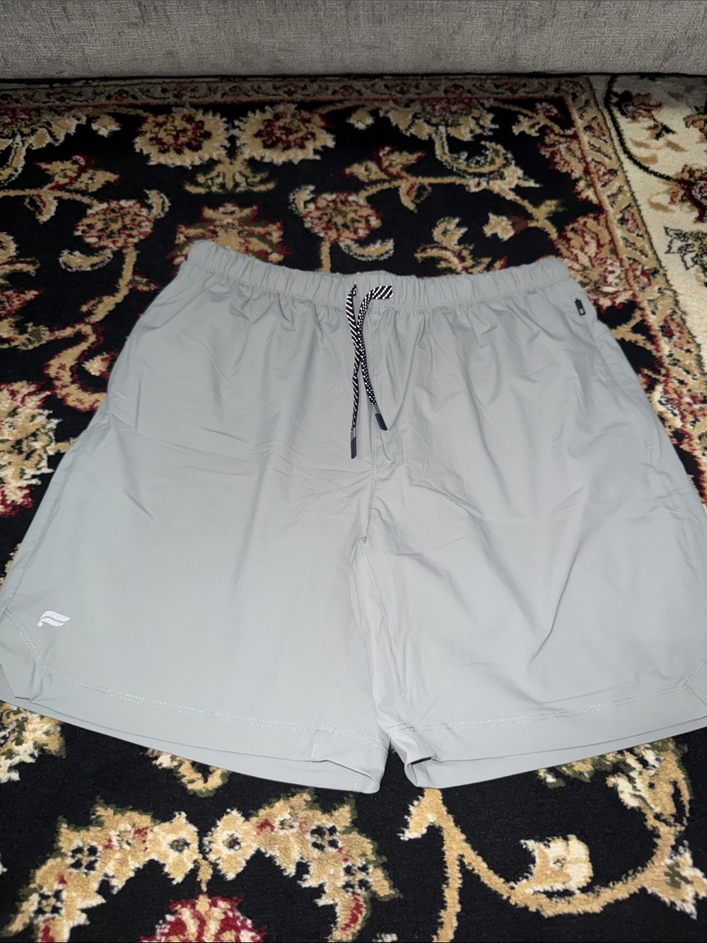 Light Gray Men’s Active Shorts with Drawstring and Liner